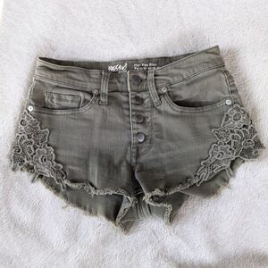 Mossimo Supply Co. Green Jean Shorts with Lace Trim